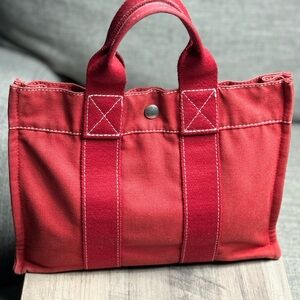 HERMES Deauville PM/Tote bag/cotton/RED